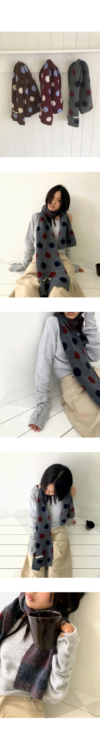 Cheeky color block dot muffler scarf