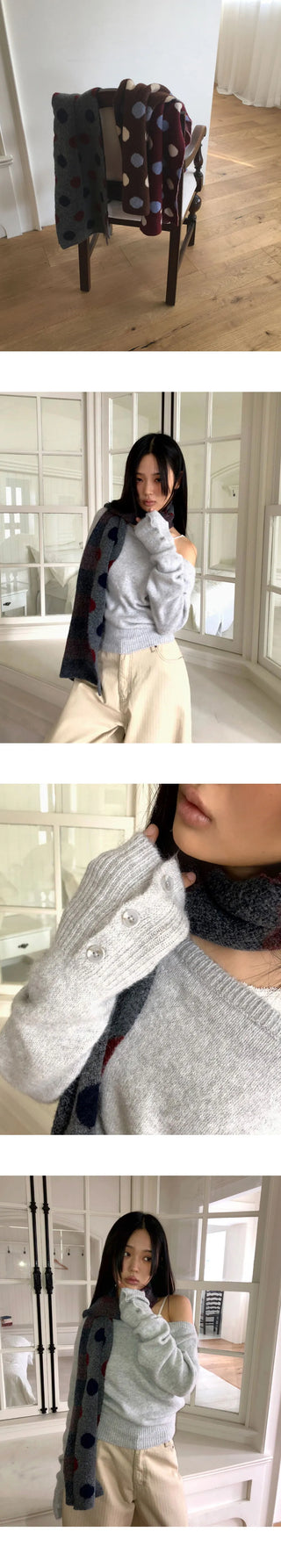 Cheeky color block dot muffler scarf