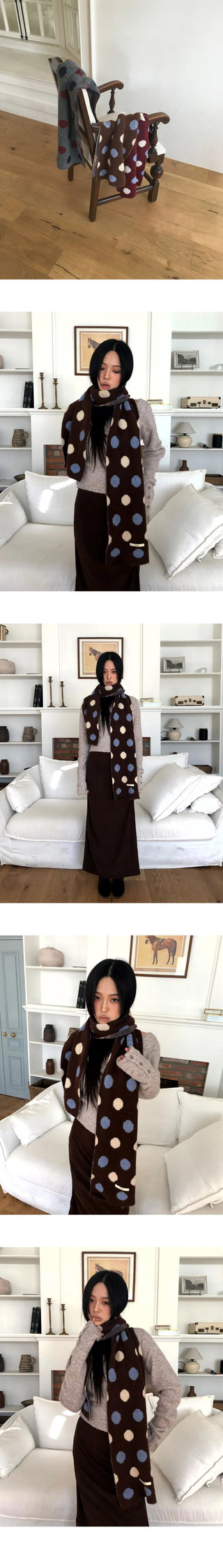 Cheeky color block dot muffler scarf