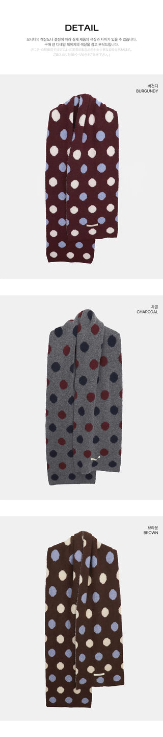 Cheeky color block dot muffler scarf