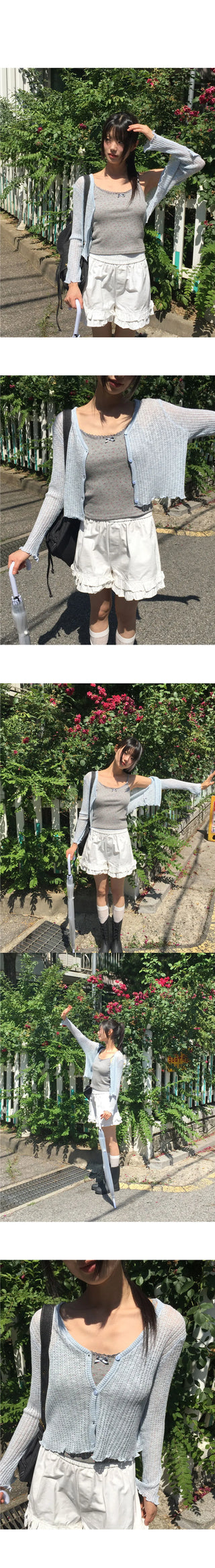 Ate Frill Punching See-Through Cardigan
