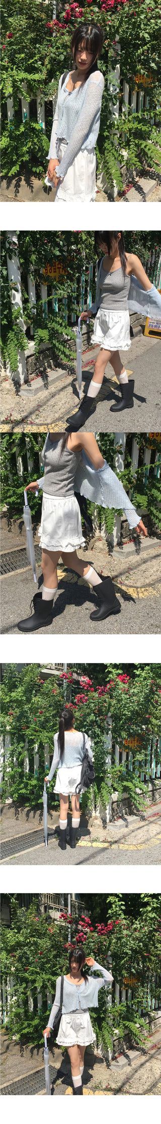 Ate Frill Punching See-Through Cardigan