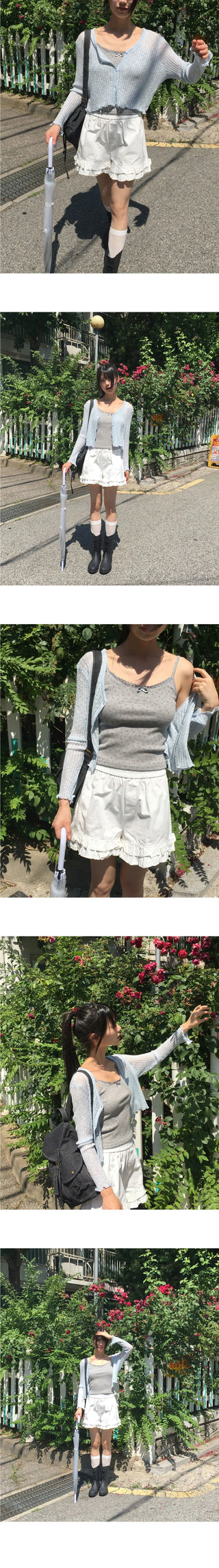 Ate Frill Punching See-Through Cardigan
