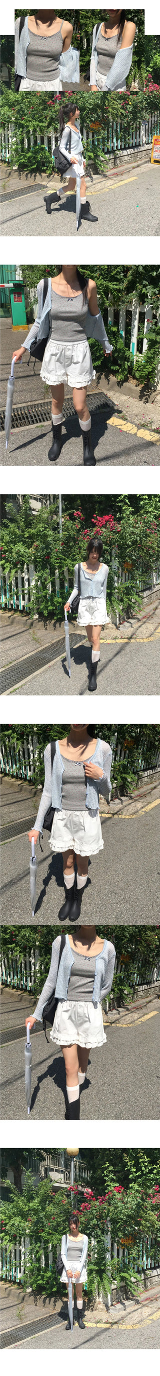Ate Frill Punching See-Through Cardigan