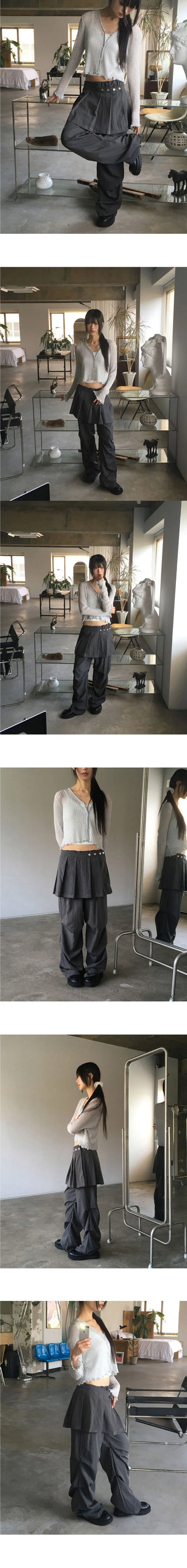 Ate Frill Punching See-Through Cardigan
