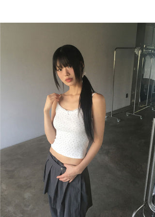 Hooyou Flower Punching Ribbon Lace Sleeveless