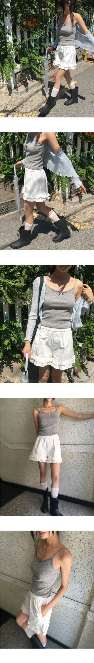 Hooyou Flower Punching Ribbon Lace Sleeveless