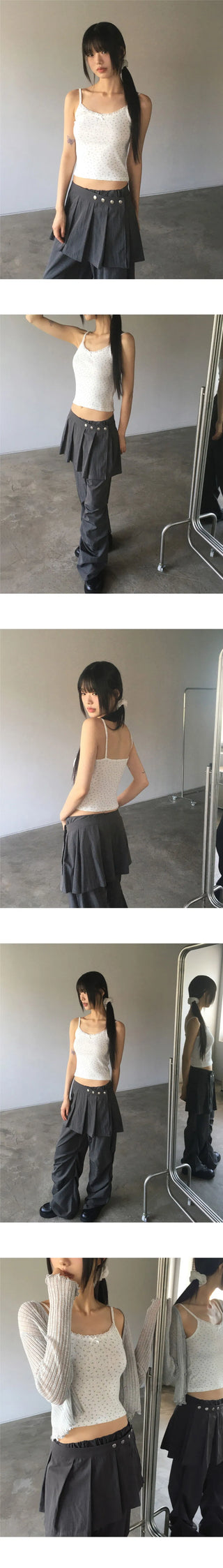 Hooyou Flower Punching Ribbon Lace Sleeveless