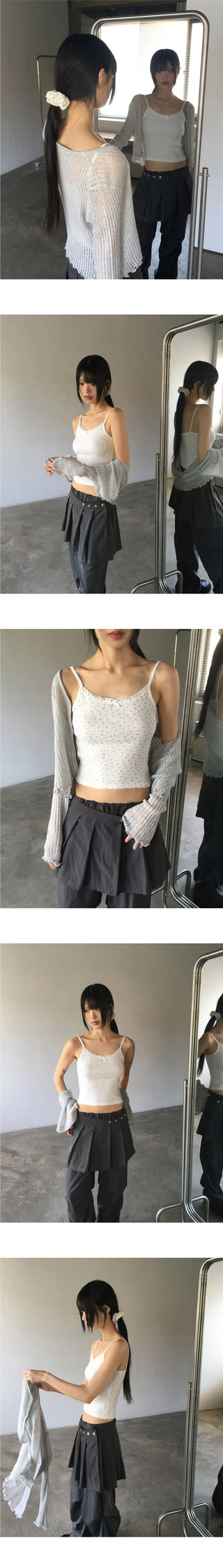 Hooyou Flower Punching Ribbon Lace Sleeveless