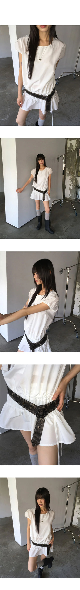 Yukia Rose Vintage Snap Leather Belt