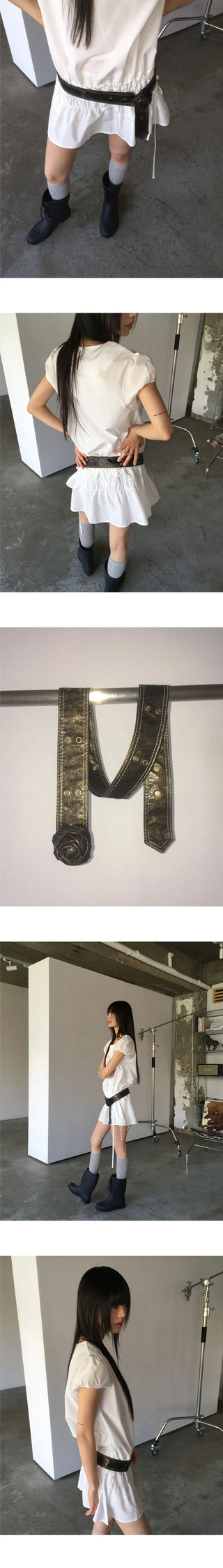 Yukia Rose Vintage Snap Leather Belt