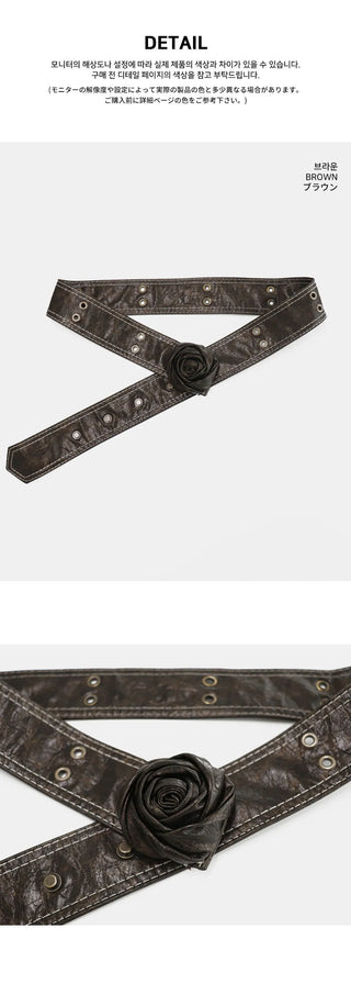 Yukia Rose Vintage Snap Leather Belt