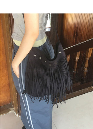 Nare Suede Tassel Fringe Crossbody Bag