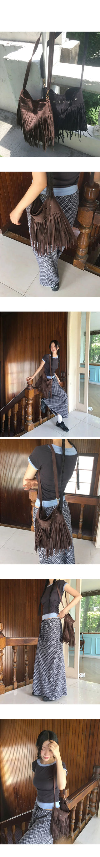 Nare Suede Tassel Fringe Crossbody Bag