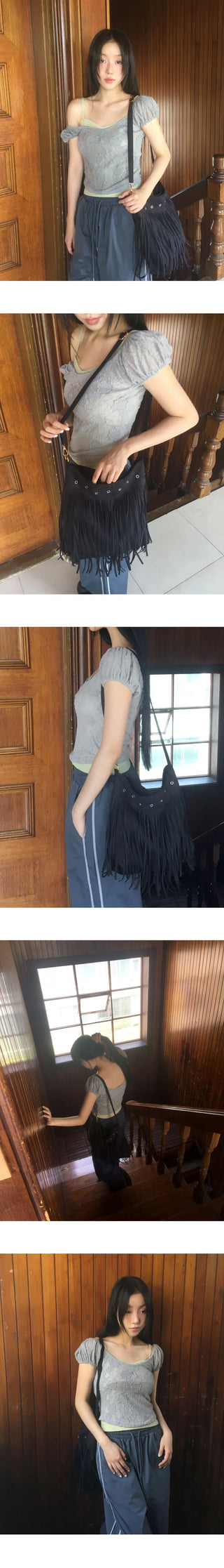 Nare Suede Tassel Fringe Crossbody Bag