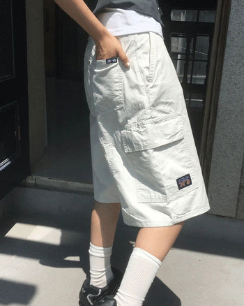 Tsui grid check patch cargo bermuda pants