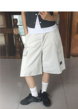 Tsui grid check patch cargo bermuda pants