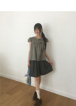 Akin Ribbon Pintuck Flare Midi Skirt