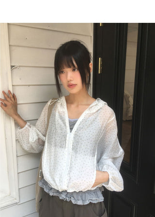 Muni Flower See-Through String Hooded Jacket