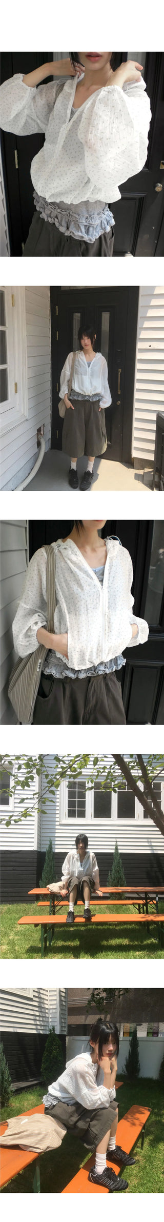 Muni Flower See-Through String Hooded Jacket