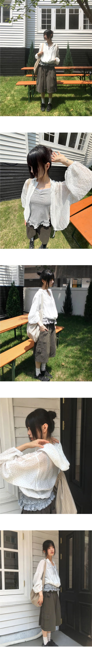 Muni Flower See-Through String Hooded Jacket