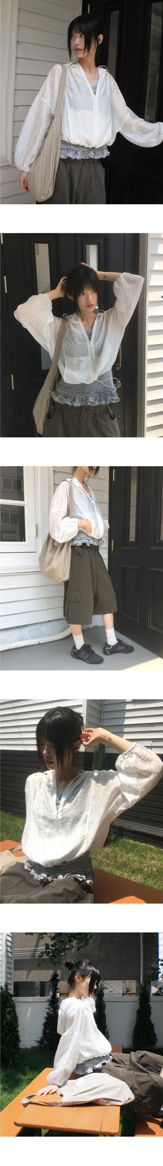 Muni Flower See-Through String Hooded Jacket