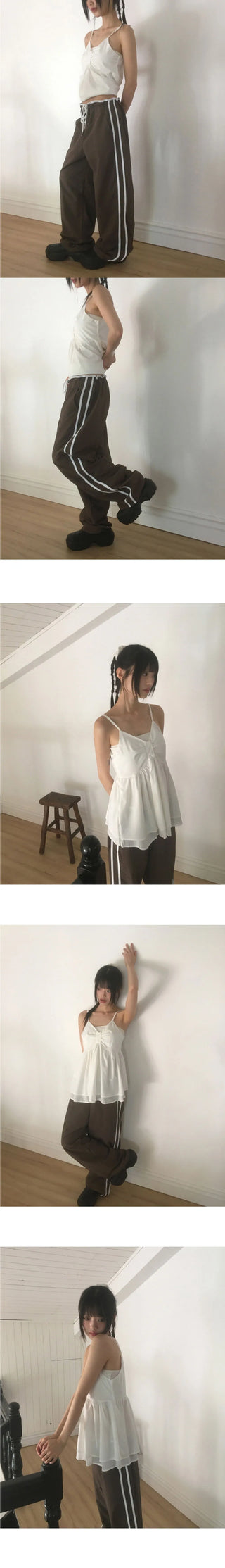 Prim Chiffon Layered Ribbon Shirring Sleeveless