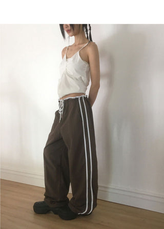 Kenshi Low Rise Nylon Track Wide Pants