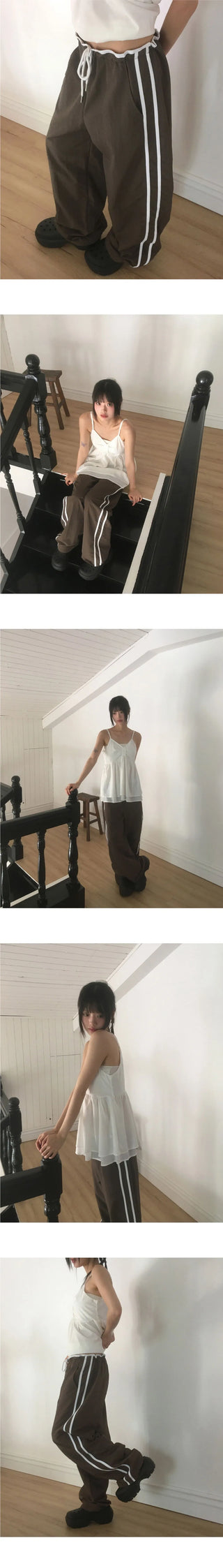 Kenshi Low Rise Nylon Track Wide Pants