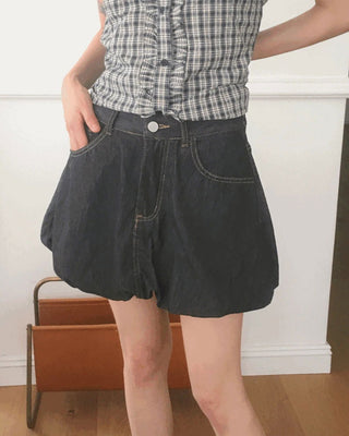 Jubi Pumpkin Balloon Mini Denim Skirt