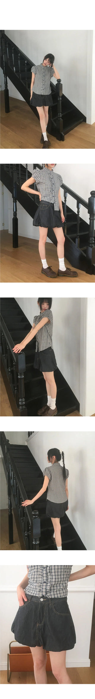 Jubi Pumpkin Balloon Mini Denim Skirt