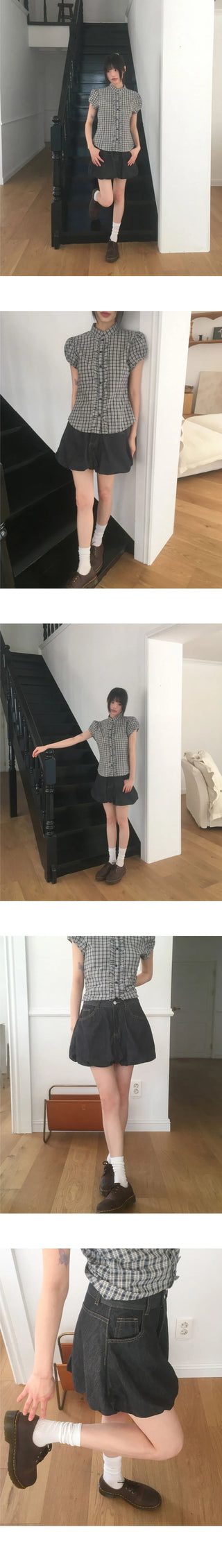 Jubi Pumpkin Balloon Mini Denim Skirt