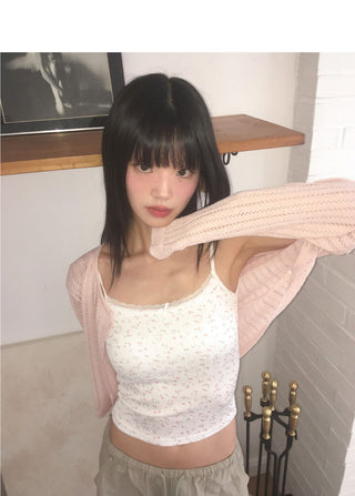 Iview Eyelet Punching Crop Cardigan