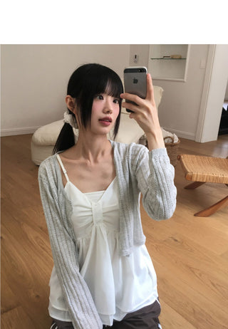 Iview Eyelet Punching Crop Cardigan