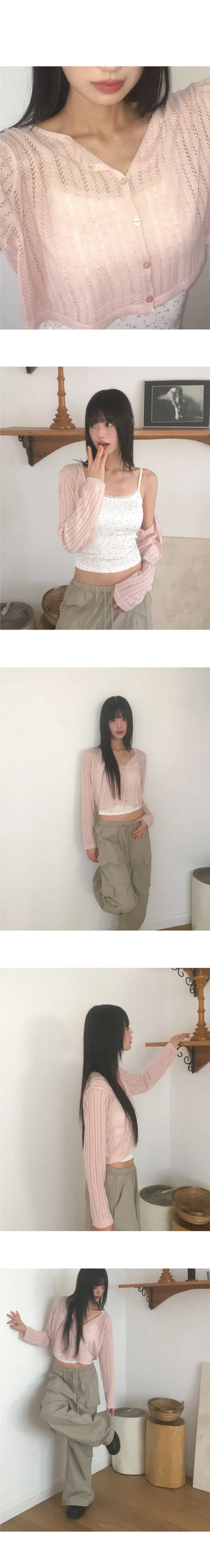 Iview Eyelet Punching Crop Cardigan