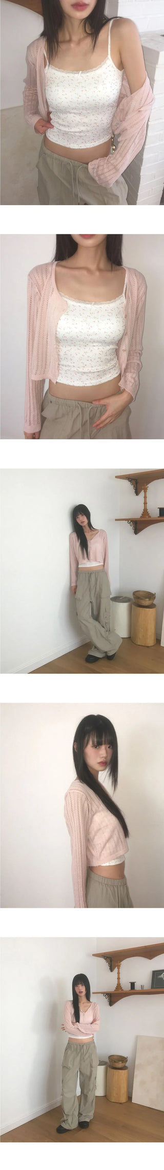 Iview Eyelet Punching Crop Cardigan
