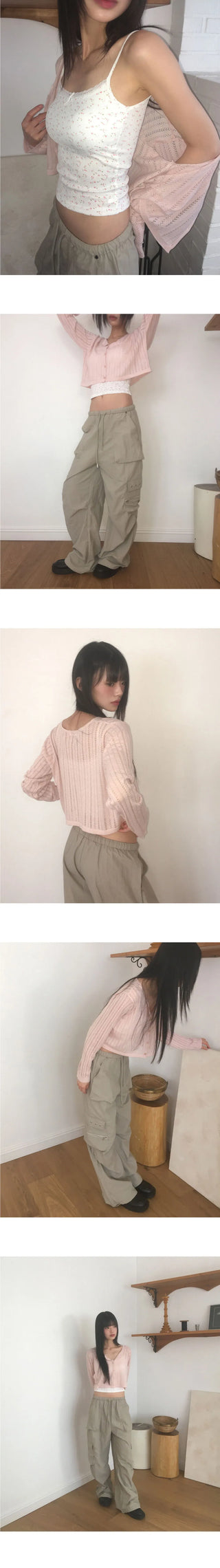Iview Eyelet Punching Crop Cardigan