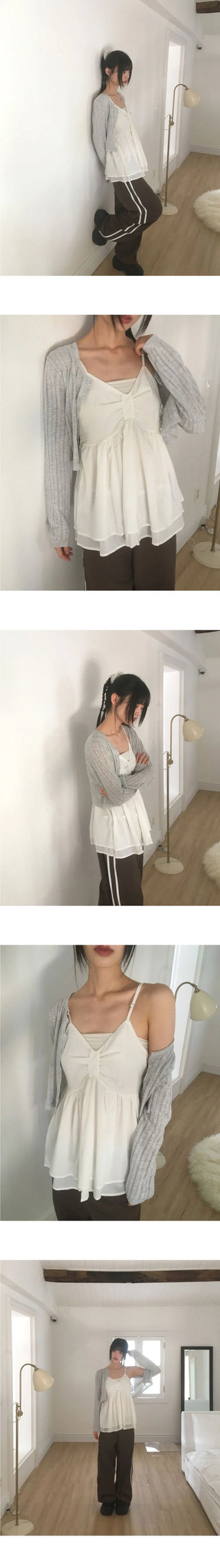 Iview Eyelet Punching Crop Cardigan