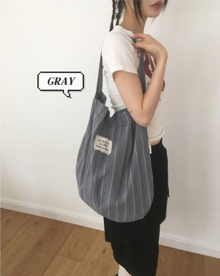 Soan Stripe Patch Big Shoulder Bag
