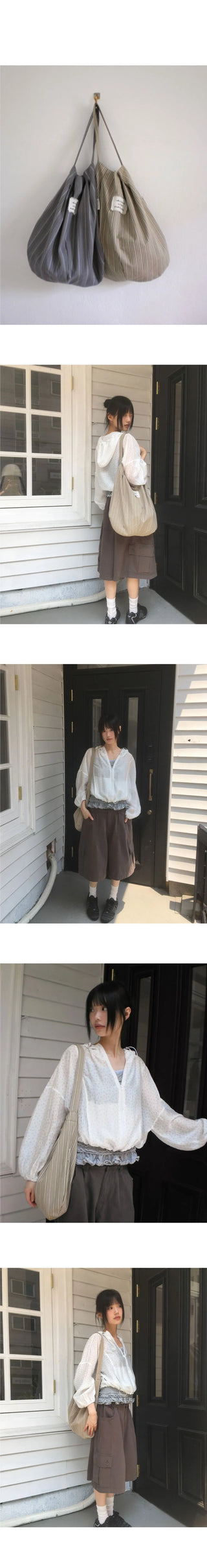 Soan Stripe Patch Big Shoulder Bag