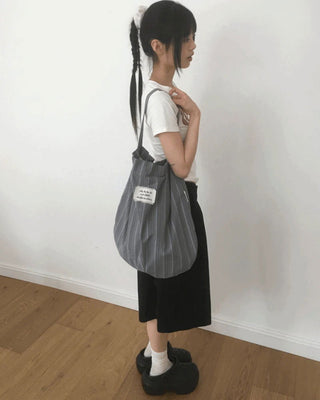 Soan Stripe Patch Big Shoulder Bag