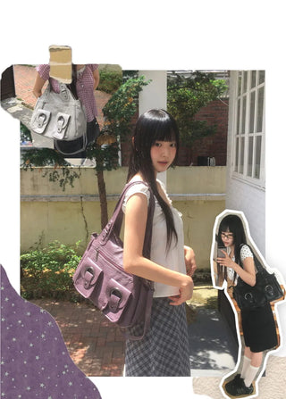 Cran Vintage Pocket Leather Shoulder Bag