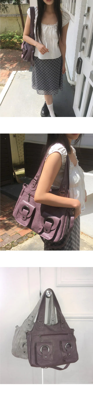 Cran Vintage Pocket Leather Shoulder Bag