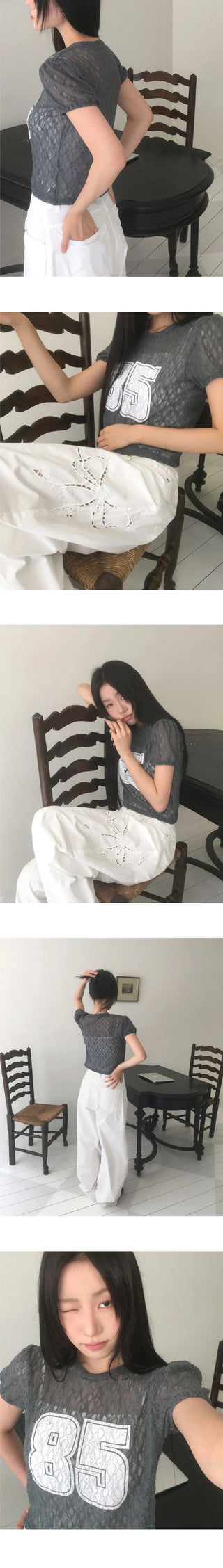 Nosen Lace Puff Short Sleeve T-Shirt