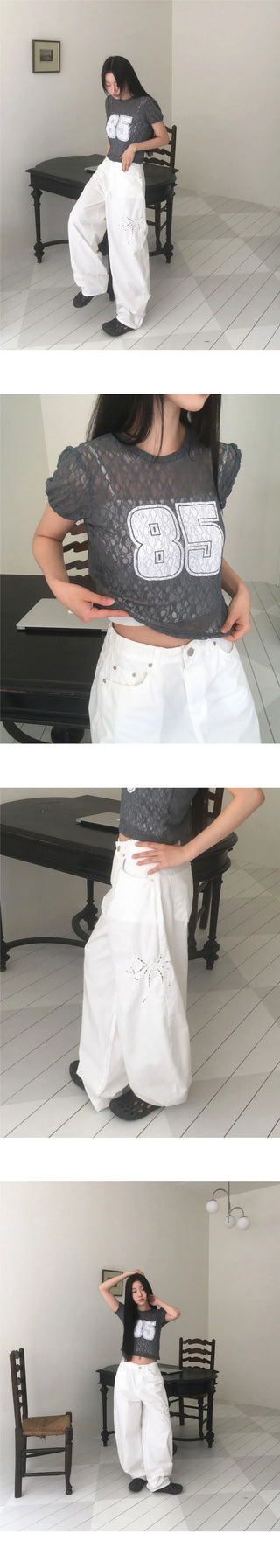 Nosen Lace Puff Short Sleeve T-Shirt