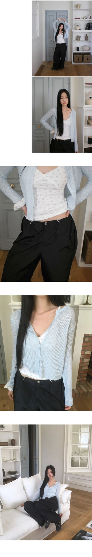 Yoring Summer Sheer Ribbed Cardigan