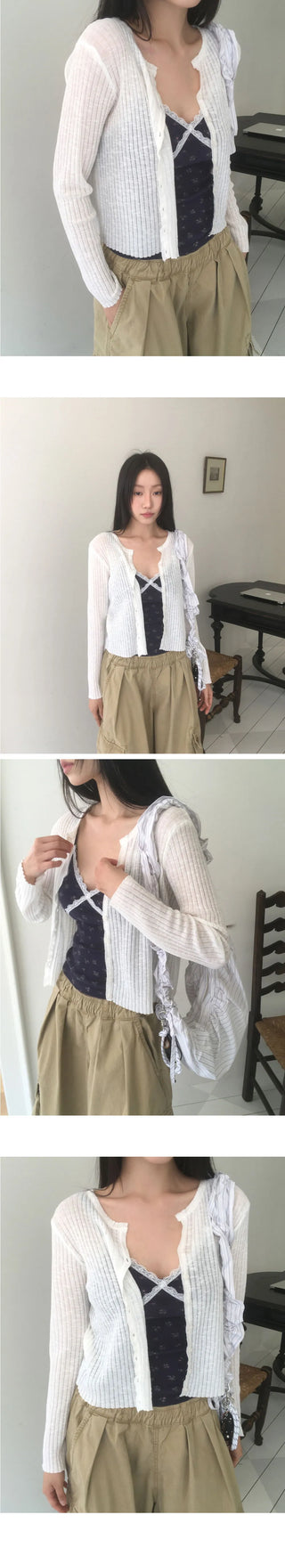 Yoring Summer Sheer Ribbed Cardigan