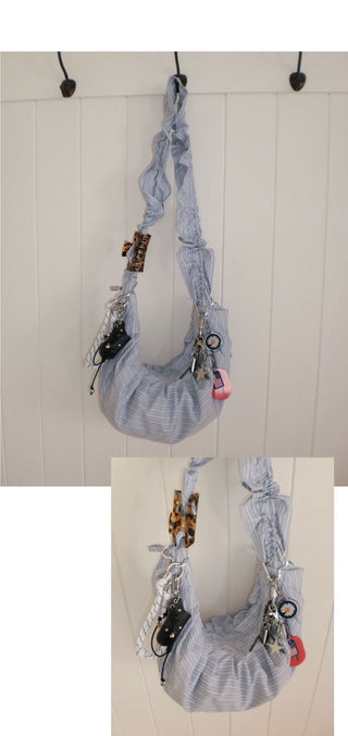 Ore Stripe Shirring Shoulder Crossbody Bag