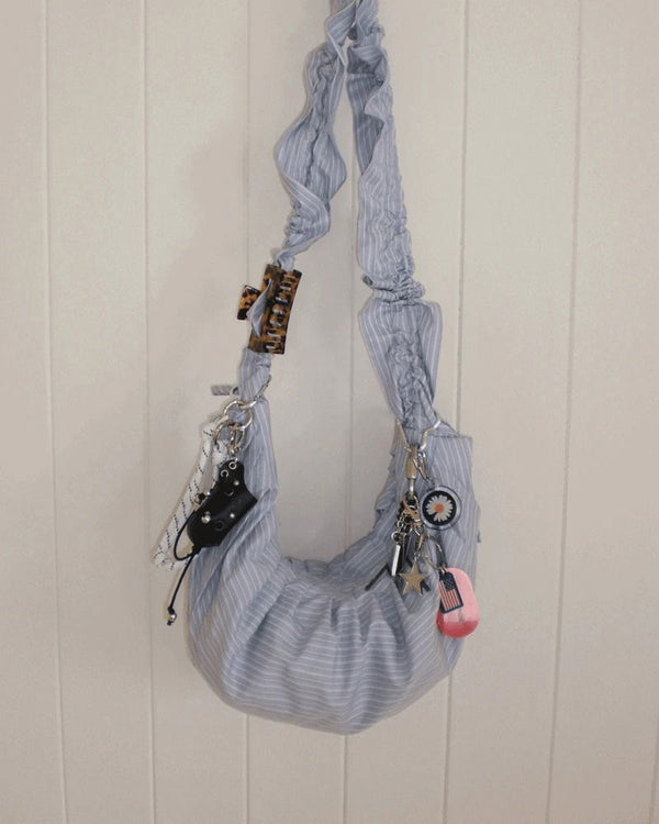 Ore Stripe Shirring Shoulder Crossbody Bag