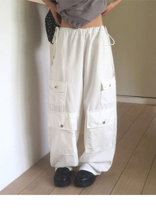 Senba String Wide Denim Cargo Pants